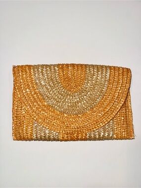 Shiraleah Woven Clutch in Gold and Tan